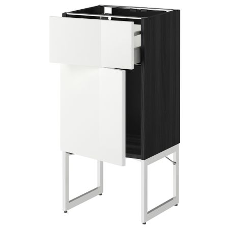 Напольный шкаф с ящиком, дверью МЕТОД / МАКСИМЕРА, черный, Рингульт белый