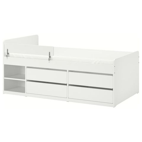SLÄKT / NATTAPA Каркас кровати/отд+перекл+рееч дно - белый 90x200 см