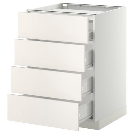 Напольный шкаф, 4 фронтальных панели, 4 ящика МЕТОД / ФОРВАРА, белый, Веддинге белый