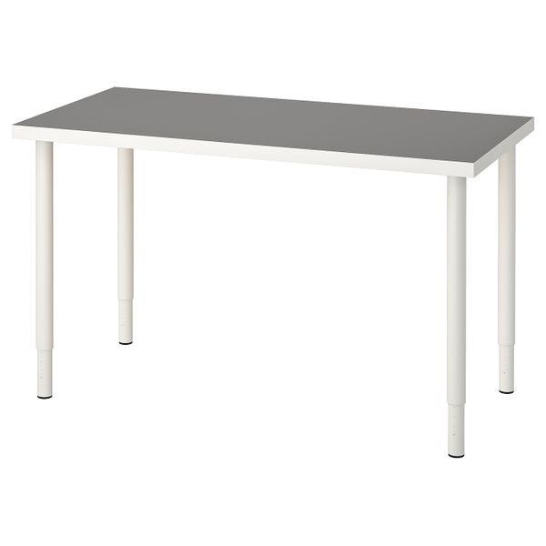 Стол, светло-серый, белый 120x60 см IKEA LINNMON ЛИННМОН / OLOV ОЛОВ 293.313.06 - фото 1