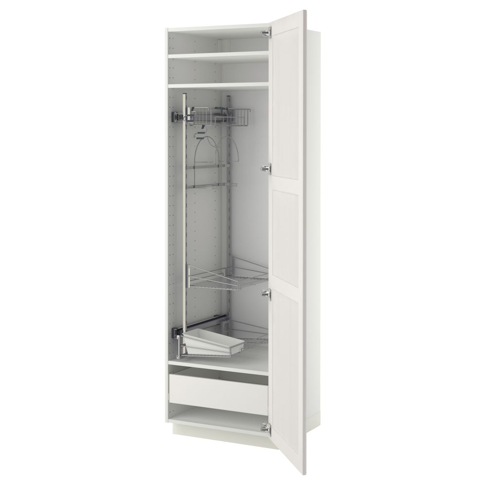 Высокий шкаф с отделением для аксессуаров, для уборки МЕТОД / ФОРВАРА, белый, Лаксарби белый - фото 1