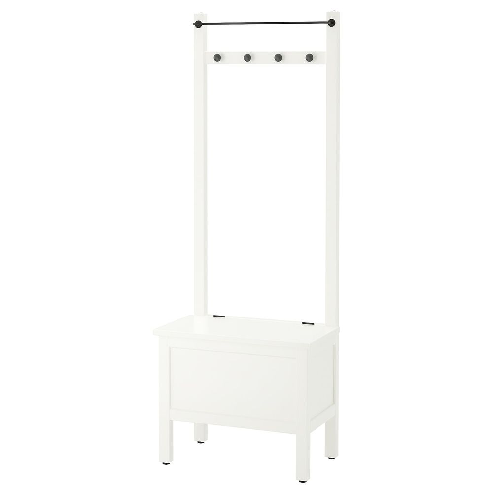Скамья с ящиком, штанга и 4 крючка, белый 64x37x173 см IKEA HEMNES ХЕМНЭС 303.966.60 - фото 1