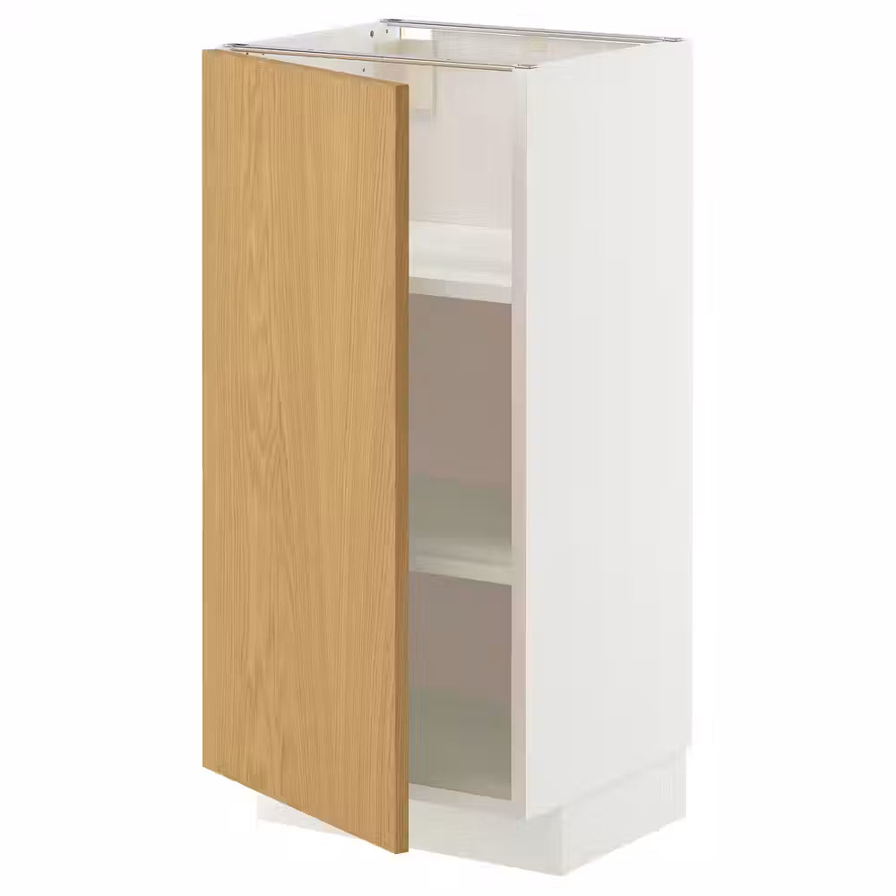 METOD Напольный шкаф с полками - белый/Sinarp дубовый шпон 40x37 см - фото 1