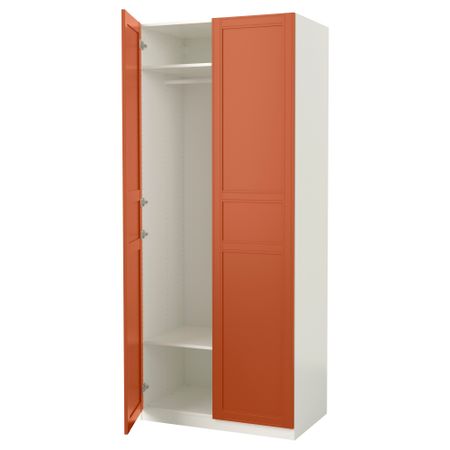 Гардероб ПАКС, белый, Флисбергет красно-коричневый (100x60x236 см)