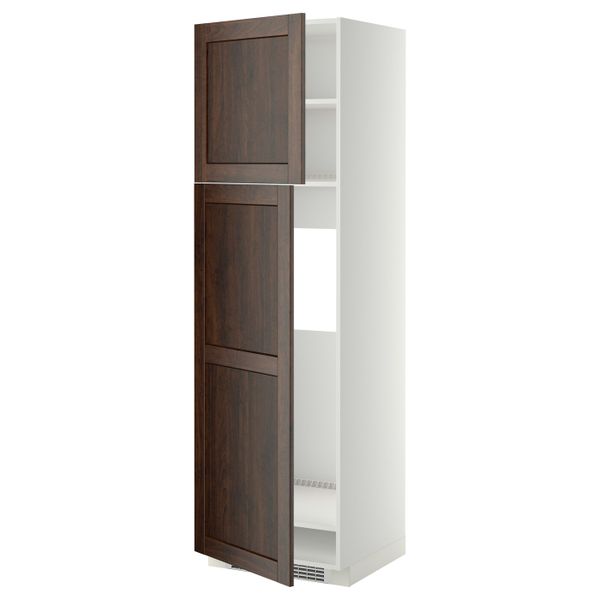 Высокий шкаф для холодильника/2дверцы, белый/Эдсерум коричневый 60x60x200 см IKEA METOD МЕТОД 692.266.95 - схема-чертеж с размерами