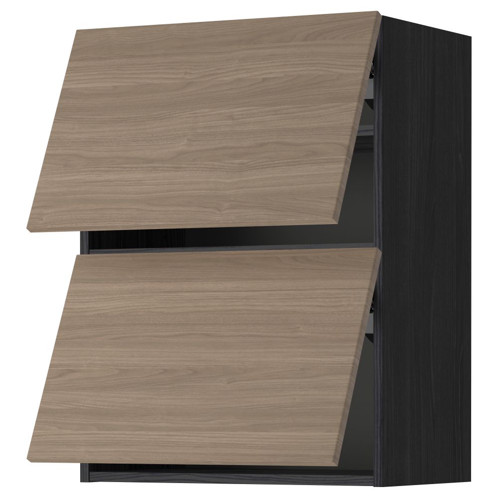 Навесной шкаф, 2 дверцы, горизонтальный МЕТОД, черный, Брокхульт светло-серый - схема-чертеж с размерами