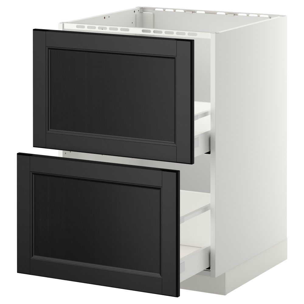 Напольный шкаф под мойку + 2 фронтальных панели, 2 ящика МЕТОД / МАКСИМЕРА, белый, Лаксарби черно-коричневый - схема-чертеж с размерами