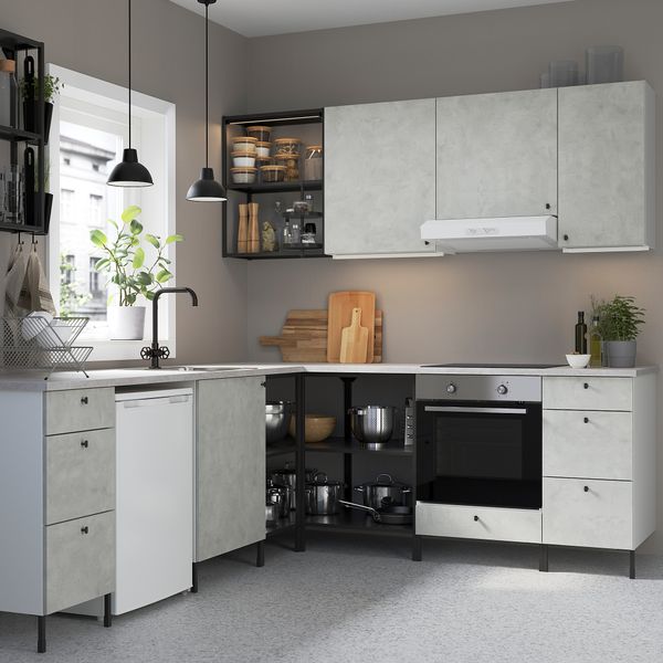 Угловая кухня, антрацит, под бетон IKEA BEGIVENHET БЕГИВЕНХЕТ 493.380.19 - фото 3