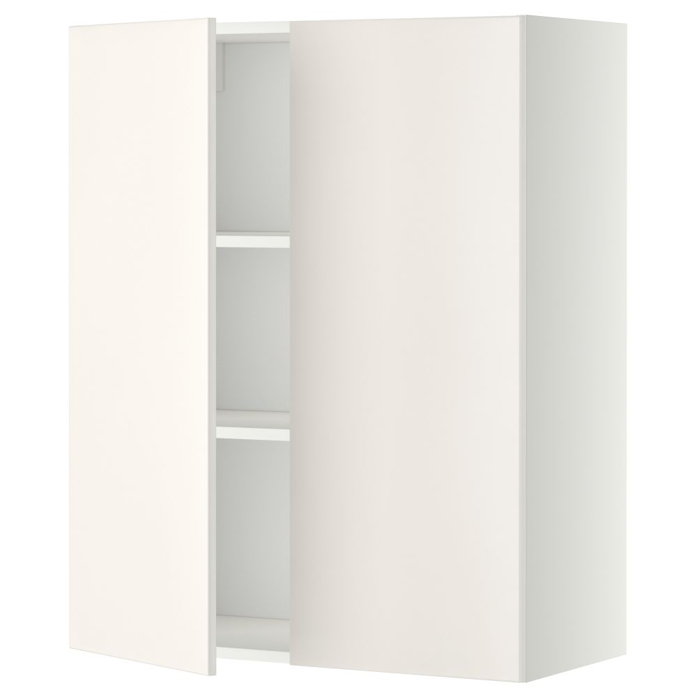 Навесной шкаф с полками, 2 дверцы, белый, Veddinge белый, 80x100 см IKEA METOD МЕТОД 194.689.98 - фото 1