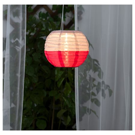 Подвесной светильник на солнечн батарея СОЛВИДЕН, шаровидный бежевый, розовый (22 см)