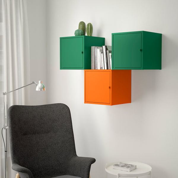 Комбинация для хранения, оранжевый/темно-зеленый 105x70 см IKEA ЛИКСГУЛЬТ 392.486.70 - фото 2