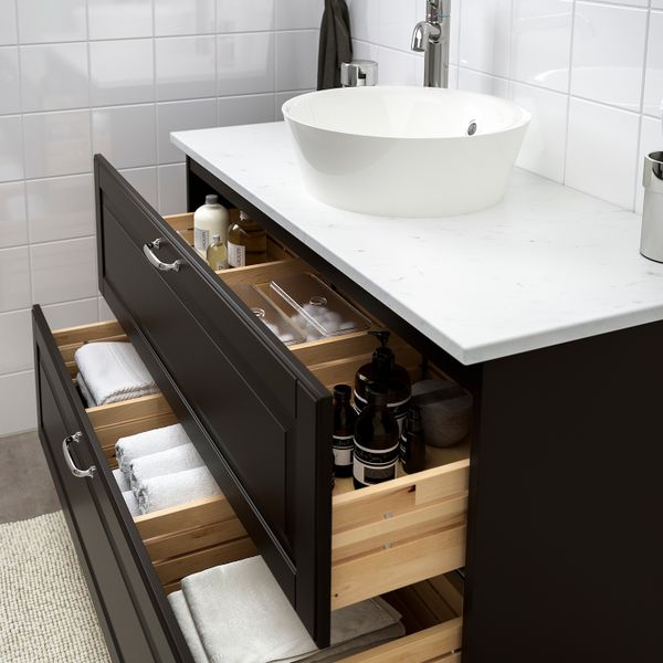 Шкаф для раковины с 2 ящ, Кашён темно-серый 100x47x58 см IKEA ГОДМОРГОН 103.876.66 - схема-чертеж с размерами