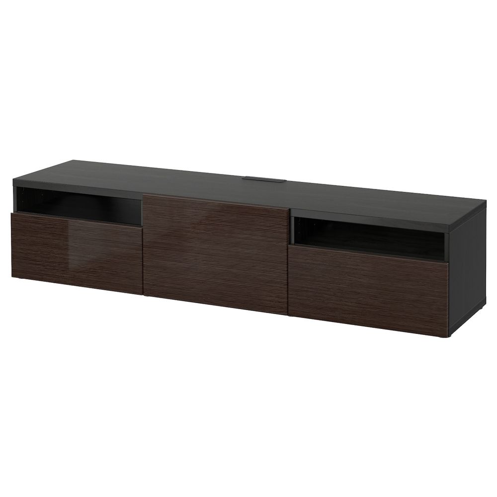 Тумба под ТВ, черно-коричневый/Сельсвикен глянцевый, коричневый 180x42x39 см IKEA БЕСТО 693.285.66 - фото 1