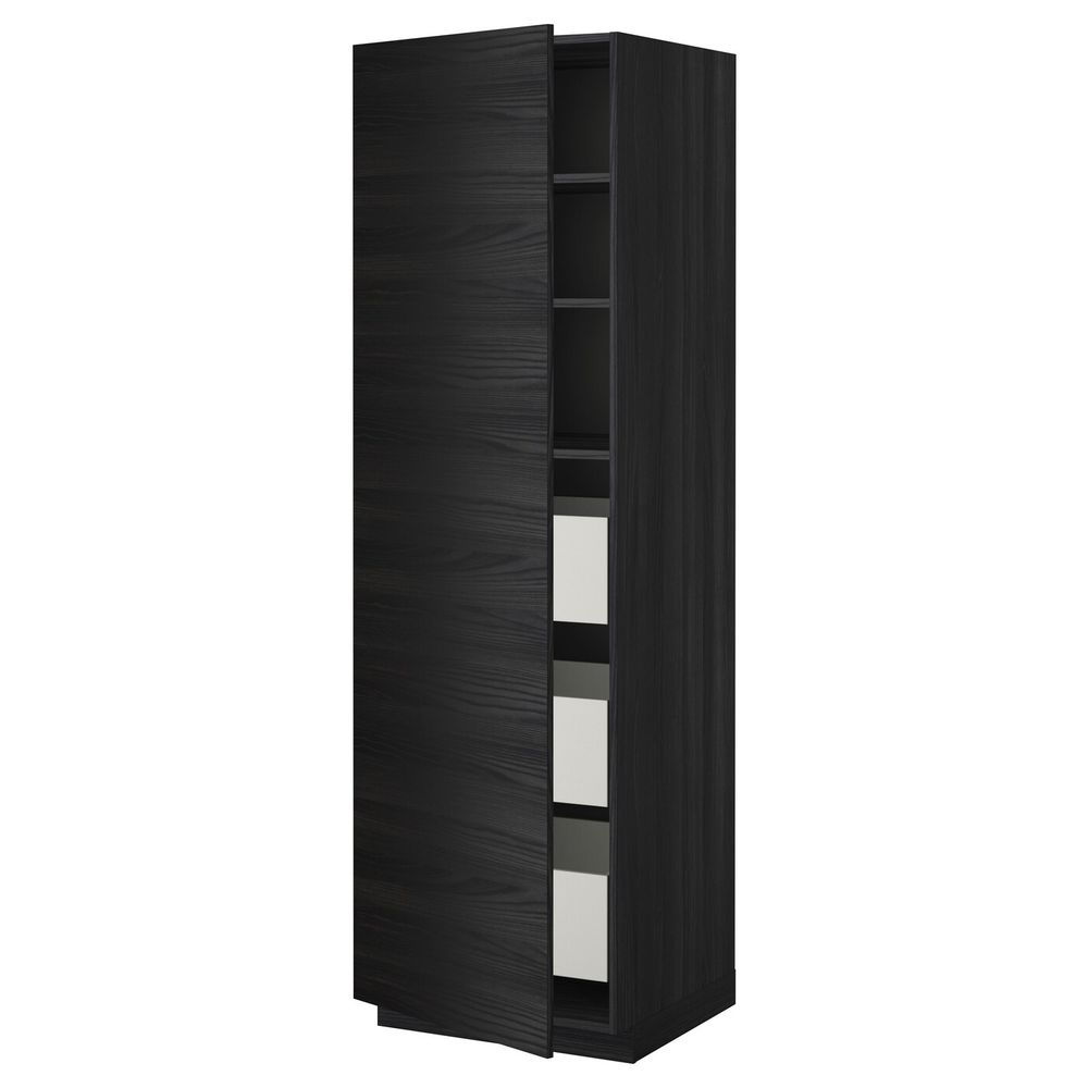 Высокий шкаф с ящиками, черный, Тингсрид черный 60x60x200 см IKEA МЕТОД / МАКСИМЕРА 493.591.20 - фото 1