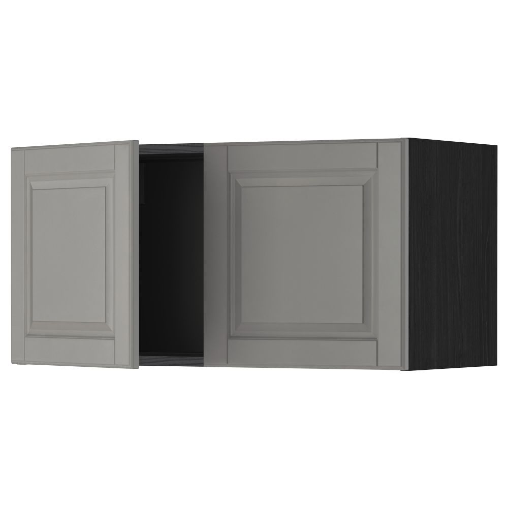 Навесной шкаф с 2 дверями МЕТОД, черный, Будбин серый (80x40 см) - схема-чертеж с размерами