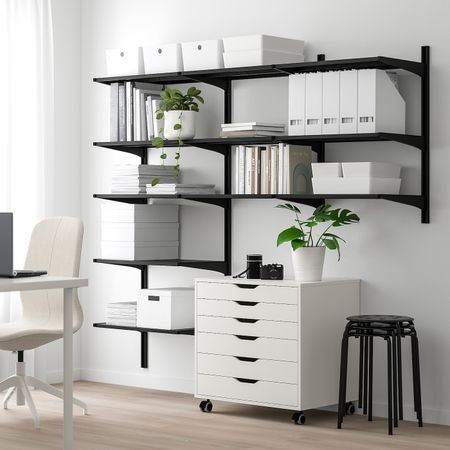 3 секции/полки, черный, 189x41x170 см IKEA АЛЬГОТ 492.855.20