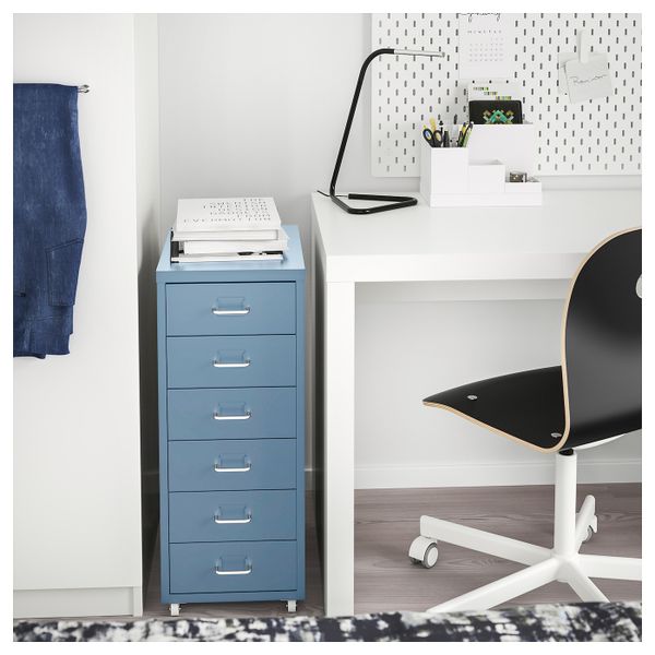 Тумба с ящиками на колесах, синий 28x69 см IKEA HELMER ХЕЛЬМЕР 604.270.33 - фото 2