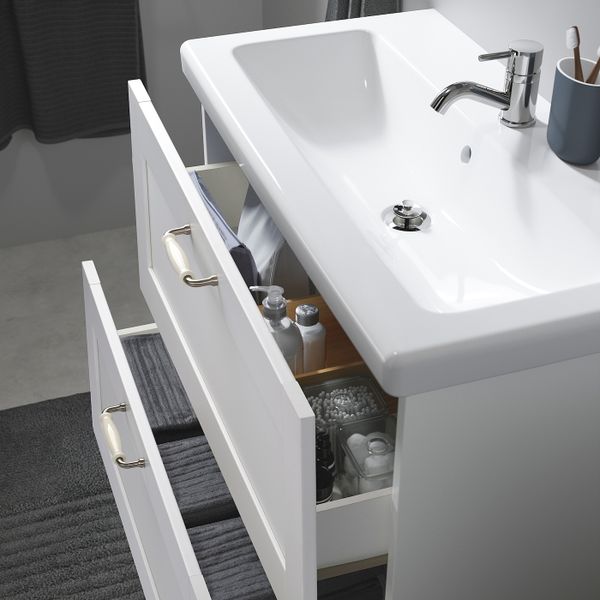 Шкаф под раковину с 2 ящиками, Йельсен белый 80x40x60 см IKEA FISKÅN ФИСКОН 904.993.73 - схема-чертеж с размерами