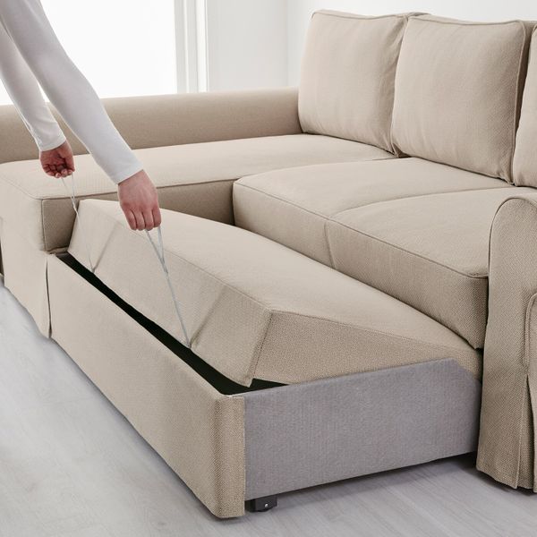 Диван-кровать с козеткой, Хильте бежевый IKEA БАККАБРУ 792.407.14 - фото 5