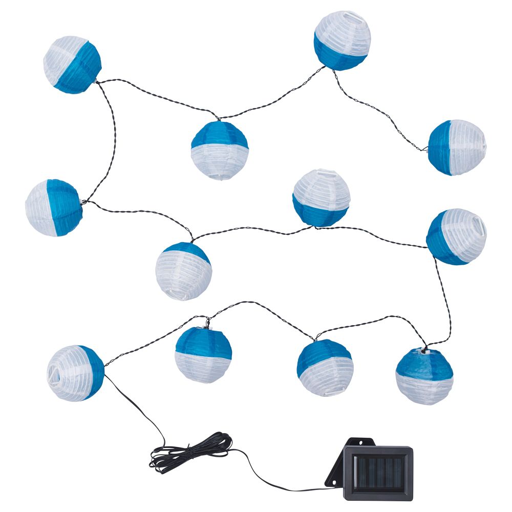 Гирлянда, 12 светодиодов СОЛВИДЕН, для сада, на солнечной батарее синий/белый - фото 1