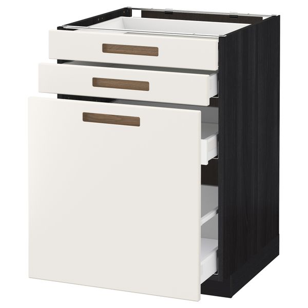 Напольный шкаф с выдвижными модулями, 2 фронтальные панели МЕТОД / МАКСИМЕРА, черный, Мэрста белый - схема-чертеж с размерами
