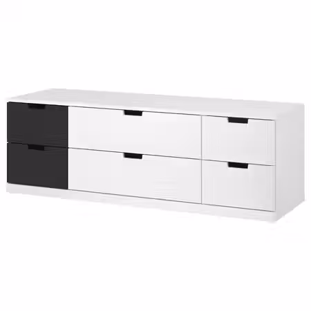 NORDLI Комод с 6 ящиками - белый/антрацит 160x54 см