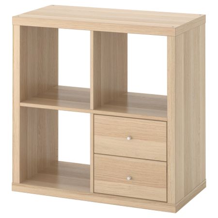 Стеллаж с ящиками, с 2 ящиками, под беленый дуб, 77x77 см IKEA KALLAX КАЛЛАКС 591.975.61