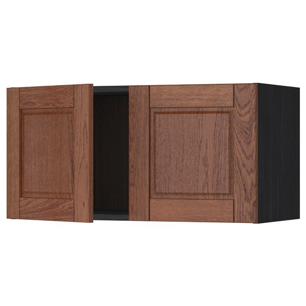 Навесной шкаф с 2 дверями МЕТОД, черный, Филипстад коричневый (80x40 см) - схема-чертеж с размерами