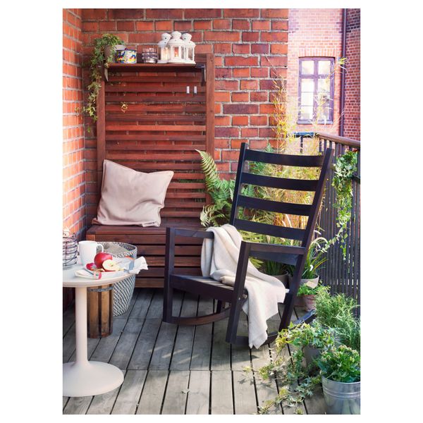 Кресло-качалка, для дома/улицы ВЭРМДЭ, черно-коричневый черный черно-коричневая морилка - фото 8