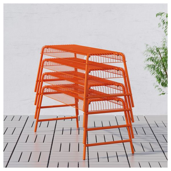 Стол + 2 скамьи, для сада ВЭДДО / ВЭСТЕРОН, белый, оранжевый - фото 3