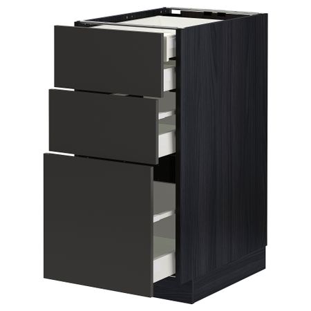 Напольный шкаф 3 фасада, 2 низких, 1 средний, 1 высокий ящик IKEA METOD МЕТОД, MAXIMERA МАКСИМЕРА 694.979.98