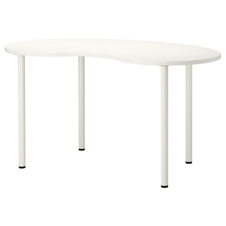 Стол ХИССМОН / АДИЛЬС, в форме кешью, белый (140x75 см)