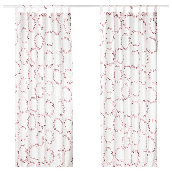 Гардины, 1 пара ВИНТЕР 2016, белый/красный (145x300 см) - фото 1