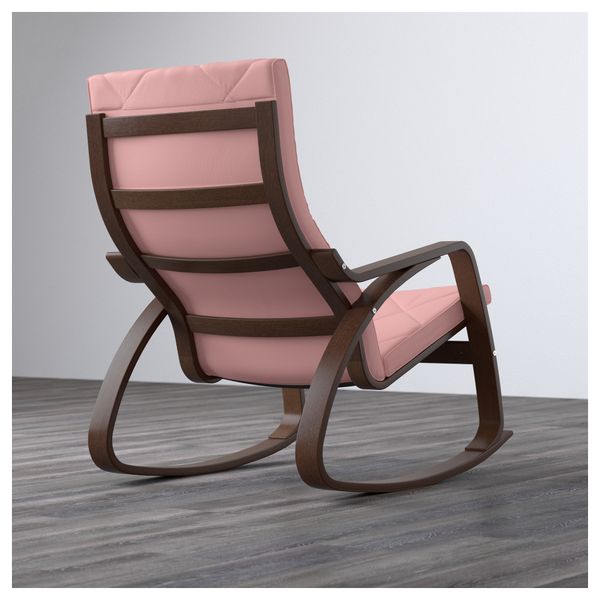 Кресло-качалка ПОЭНГ, коричневый, Эдум розовый - фото 3