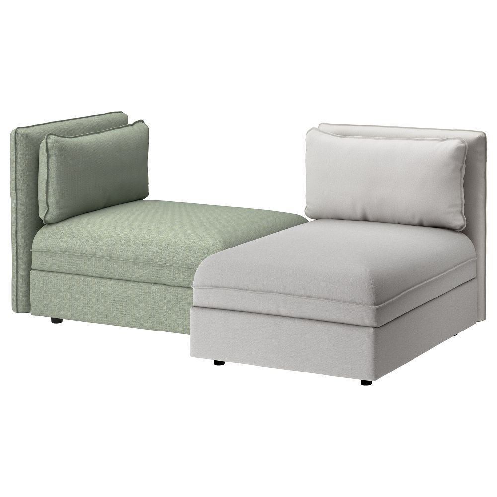 2-местный диван ВАЛЛЕНТУНА, Оррста светло-серый, Хилларед зеленый - схема-чертеж с размерами