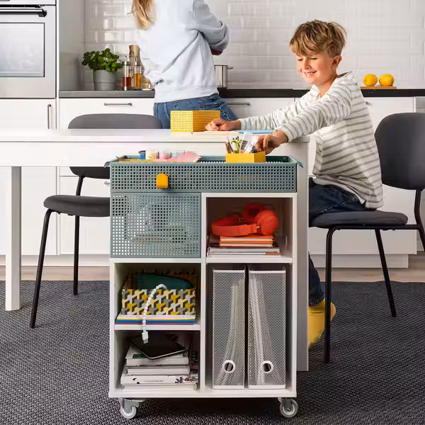 ÖVNING Тележка - белый/серо-зеленый 54x33 см - фото 3