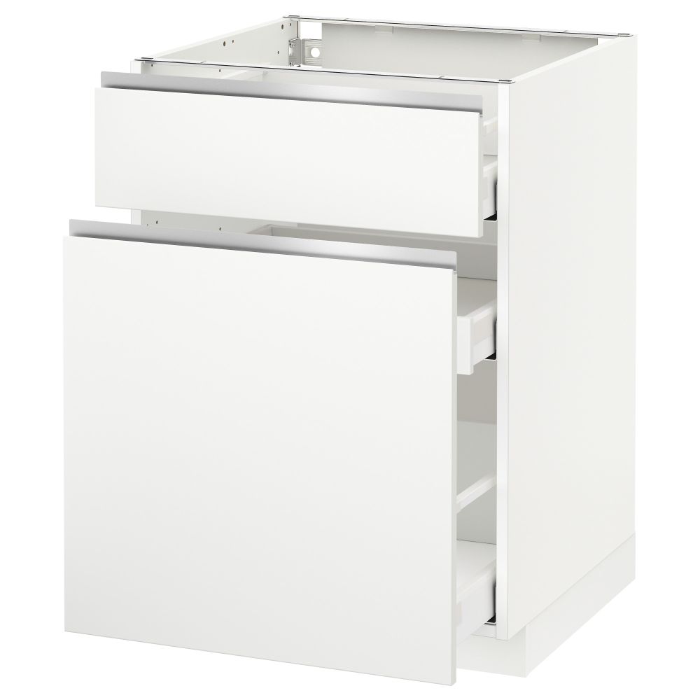 Напольный шкаф, выдвижной секцией, ящик МЕТОД / МАКСИМЕРА, белый, Нодста белый - схема-чертеж с размерами