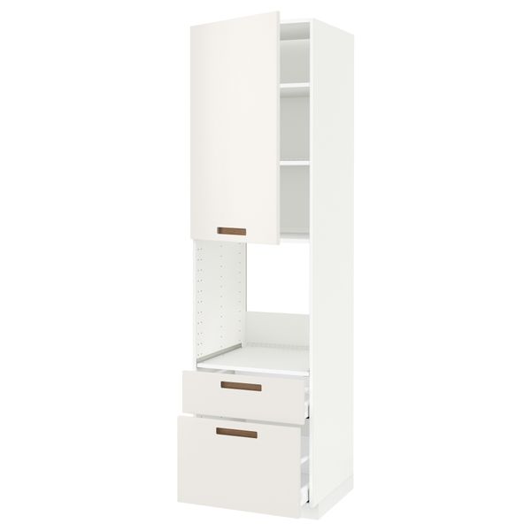 Высокий шкаф для духовки + дверь, 2 ящика МЕТОД / МАКСИМЕРА, белый, Мэрста белый - схема-чертеж с размерами