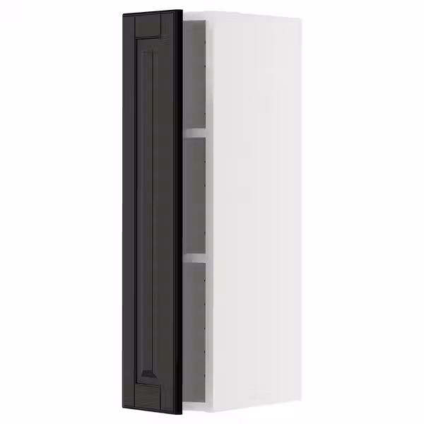 METOD Навесной шкаф с полками - белый/Bodbyn чёрный 20x80 см - фото 1