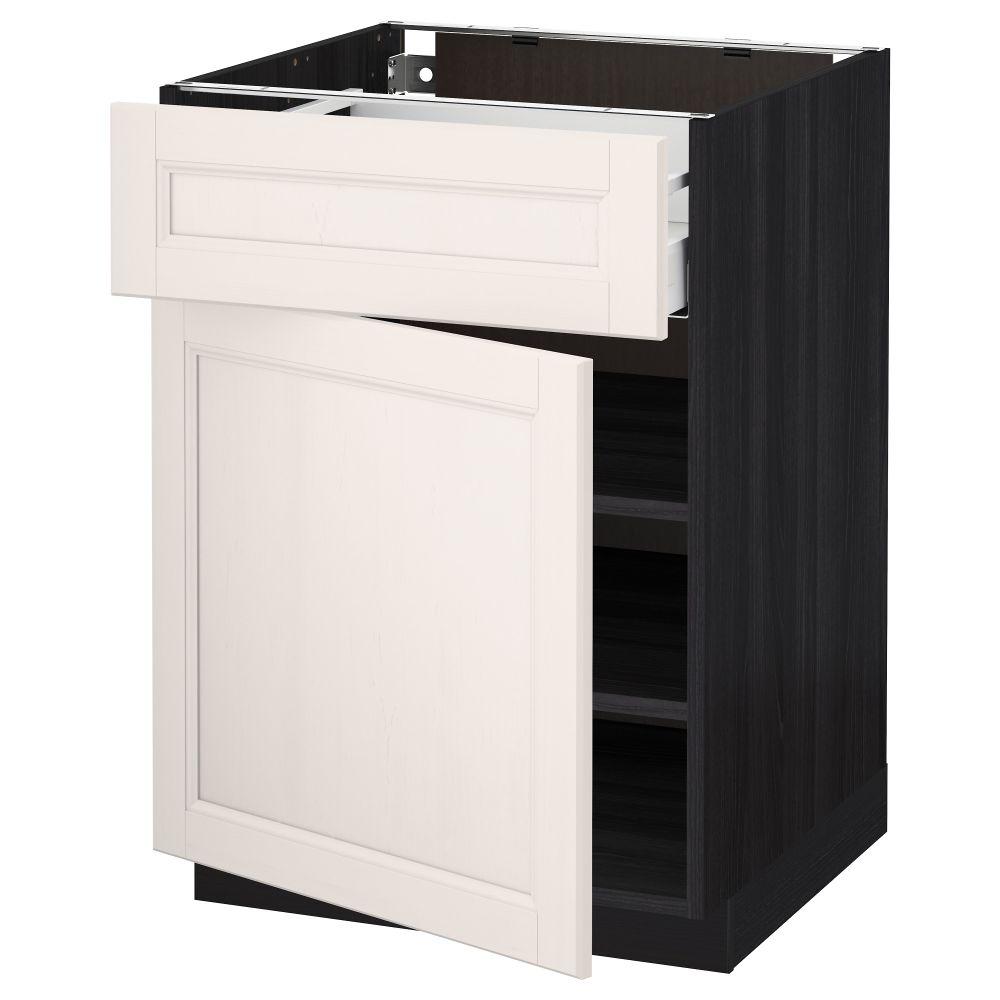 Напольный шкаф с ящиком, дверью МЕТОД / МАКСИМЕРА, черный, Лаксарби белый - схема-чертеж с размерами