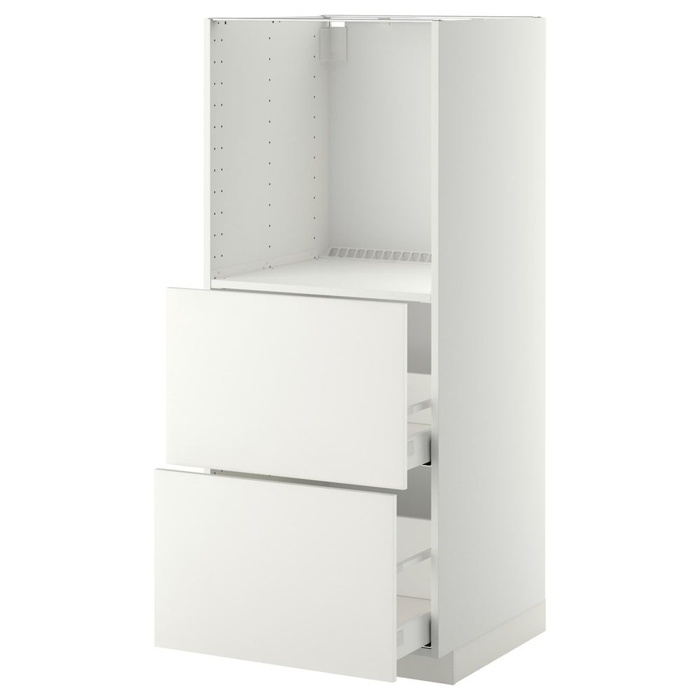 Высокий шкаф с 2 ящиками для/духовки, белый/Хэггеби белый 60x60x140 см IKEA METOD МЕТОД / MAXIMERA МАКСИМЕРА 192.316.61 - фото 1