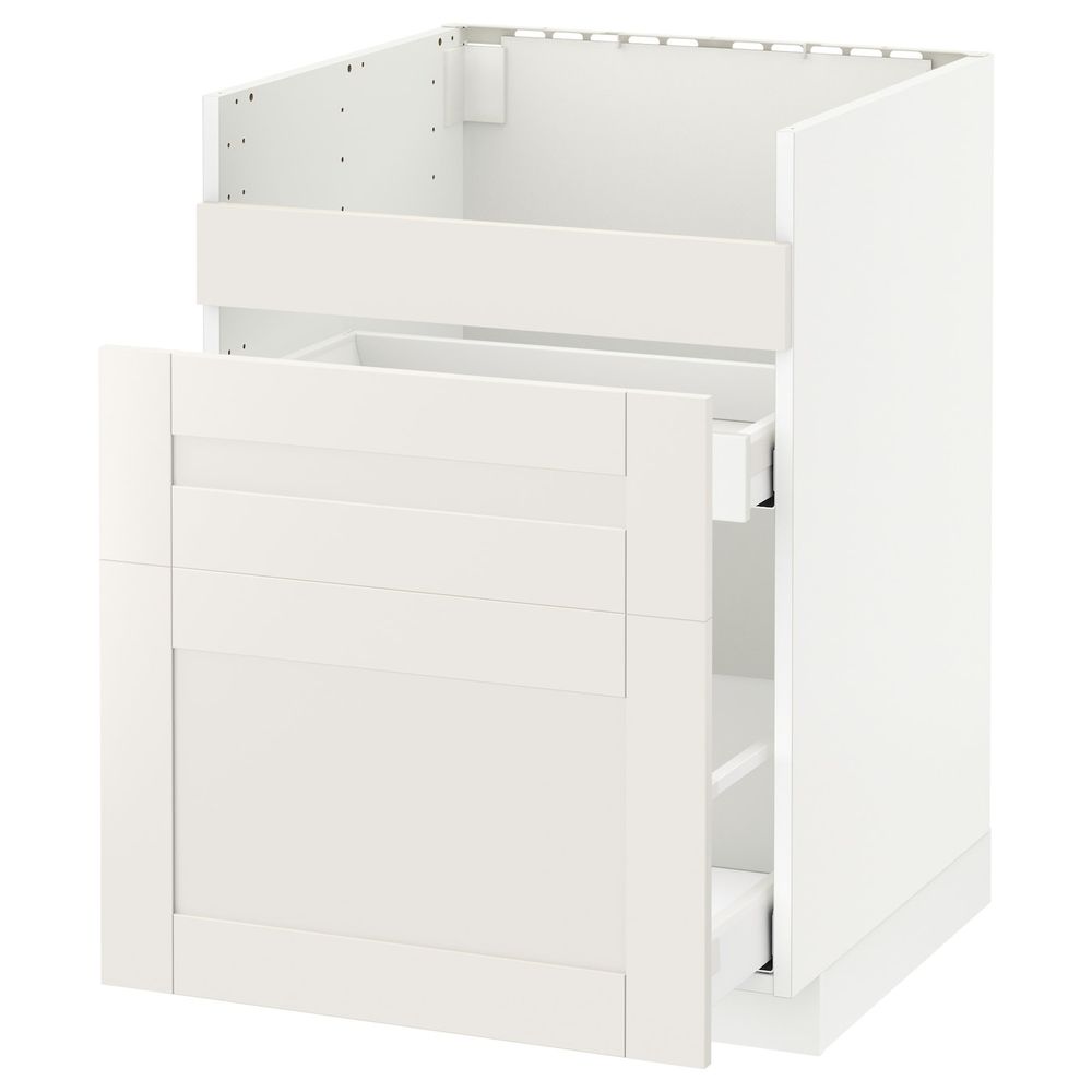 Напольный шкаф для мойки ХАВСЕН/3фасада/2ящ, белый Максимера/Сэведаль белый 60x60 см IKEA METOD МЕТОД 492.804.57 - фото 1
