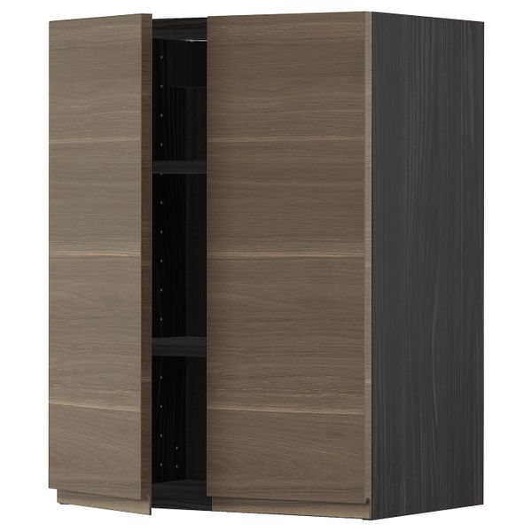 Навесной шкаф с полками/2дверцы, черный/Воксторп под грецкий орех 60x80 см IKEA МЕТОД 793.028.63 - схема-чертеж с размерами