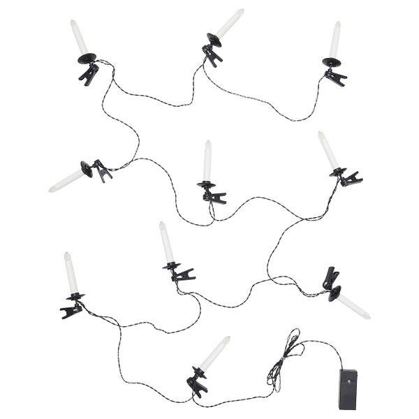 Светодиодная гирлянда, 10 ламп, с батарейным питанием/в форме свечи, с зажимом IKEA STRÅLA СТРОЛА 804.767.15 - фото 2