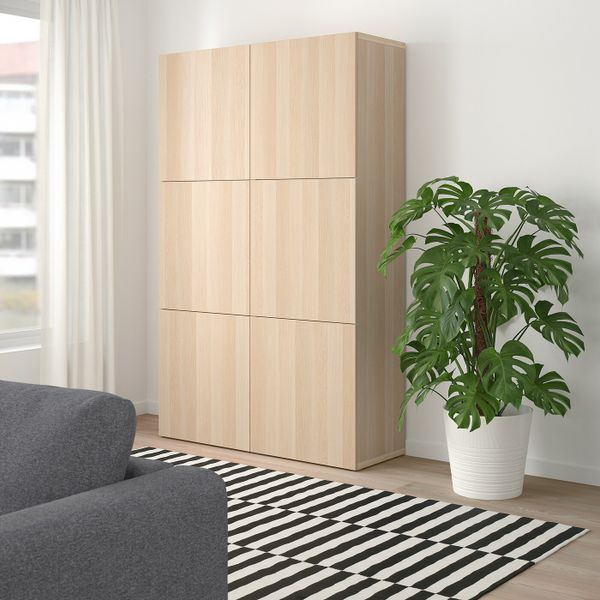 Комбинация для хранения с дверцами, под беленый дуб/Лаппвикен под беленый дуб 120x42x193 см IKEA BESTÅ БЕСТО 892.471.35 - фото 6