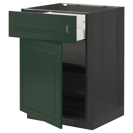 Напольный шкаф с ящиком/дверью, черный/Будбин темно-зеленый 60x60 см IKEA МЕТОД / МАКСИМЕРА 093.144.97
