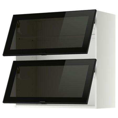 Навесной горизонтальные шкаф, 2 зеркальная дверц, белый/Ютис дымчатое стекло 80x80 см IKEA МЕТОД 693.305.88