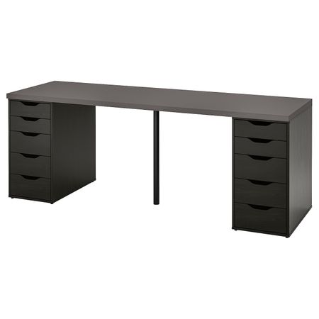 Письменный стол, темно-серый/черно-коричневый 200x60 см IKEA LAGKAPTEN ЛАГКАПТЕН / ALEX АЛЕКС 494.175.73