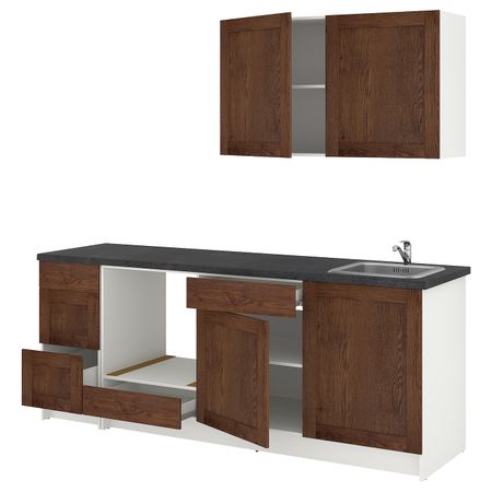 Кухня, под коричневый мореный ясень 220x61x220 см IKEA KNOXHULT КНОКСХУЛЬТ 494.177.71