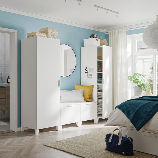 Гардероб 4-дверный, белый/Фоннес белый 240x57x191 см IKEA OPPHUS ОПХУС 794.371.26 - схема-чертеж с размерами